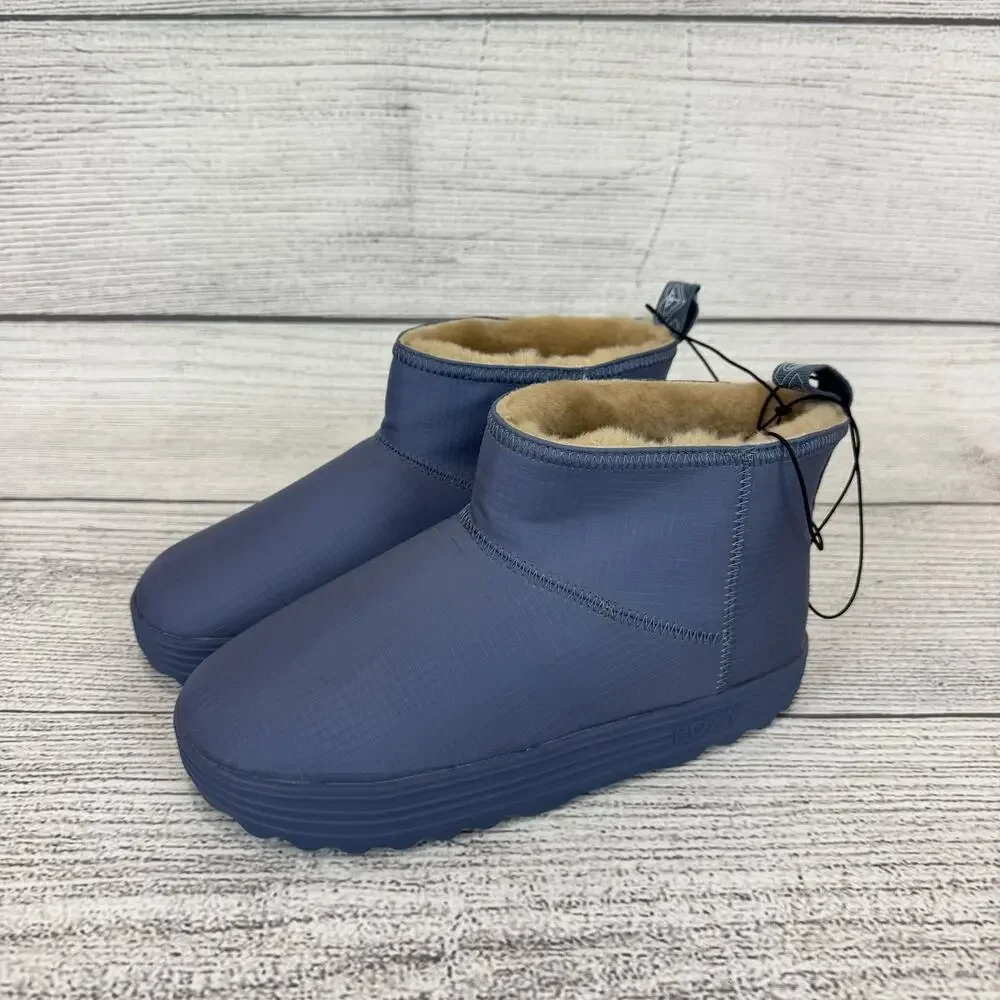 Roxy Women's Blue Faux Fur Lined Pull On Booties Size 6